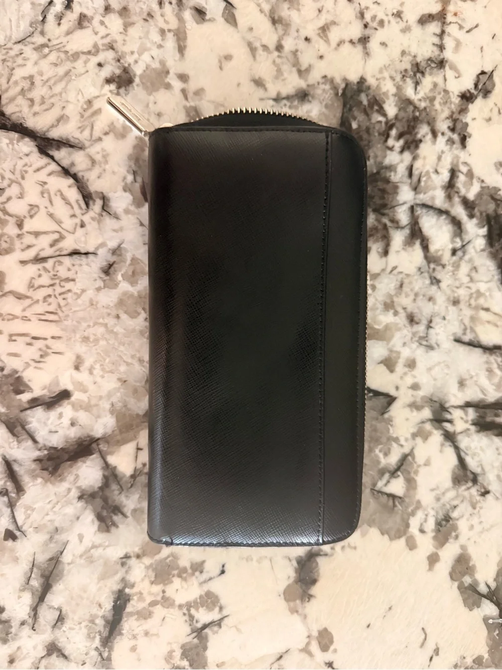 kate spade Black Saffiano Zip Wallet with Gold Logo